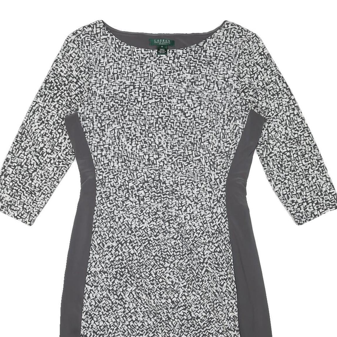 LAUREN RALPH LAUREN Womens Black & White Bodycon Woven Day Dress Polyester Blend