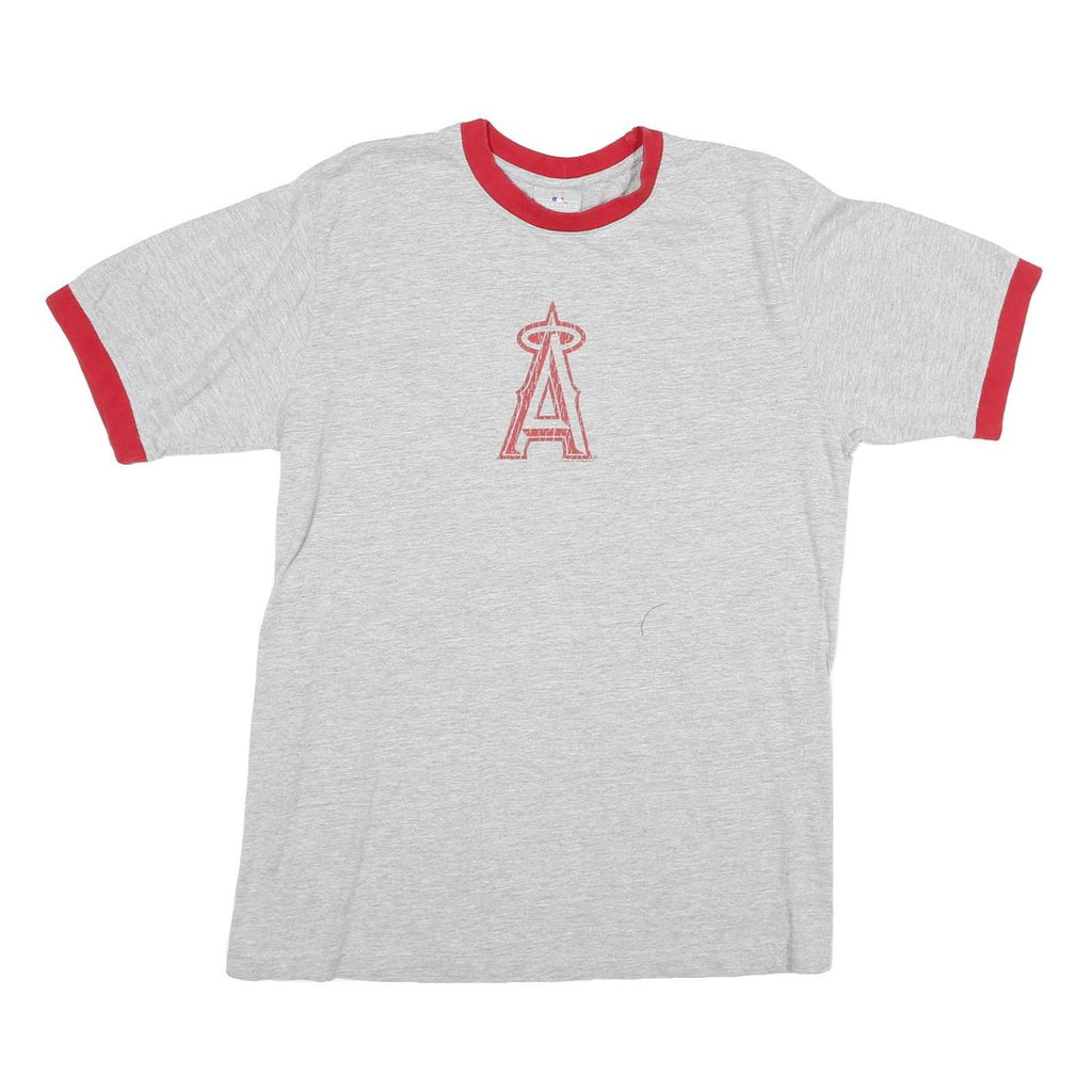 GENUINE MERCHANDISE Mens Grey & Red Graphic T-Shirt M Crew Neck Short Sleeve