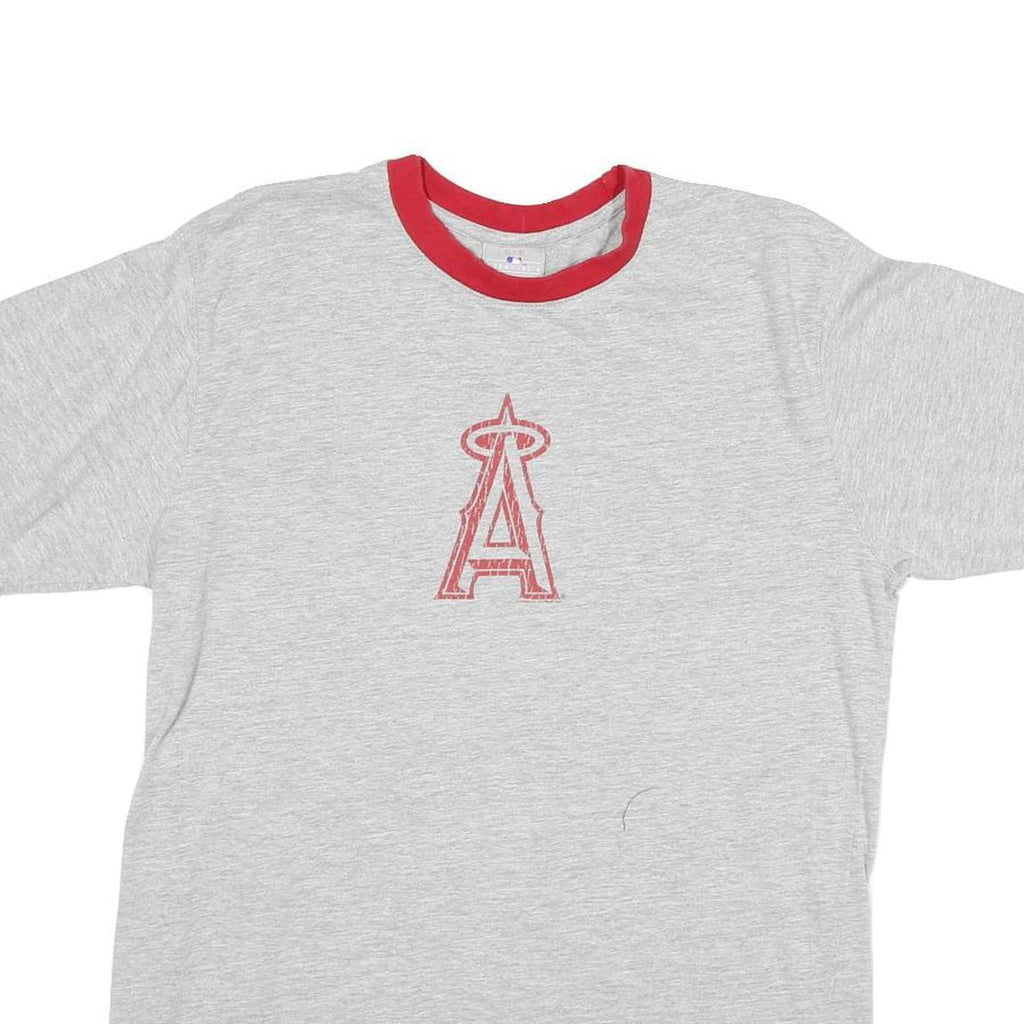 GENUINE MERCHANDISE Mens Grey & Red Graphic T-Shirt M Crew Neck Short Sleeve