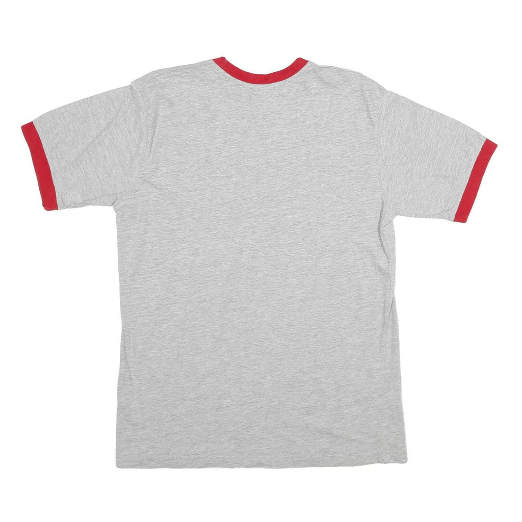 GENUINE MERCHANDISE Mens Grey & Red Graphic T-Shirt M Crew Neck Short Sleeve