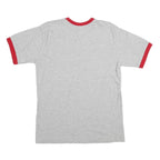GENUINE MERCHANDISE Mens Grey & Red Graphic T-Shirt M Crew Neck Short Sleeve