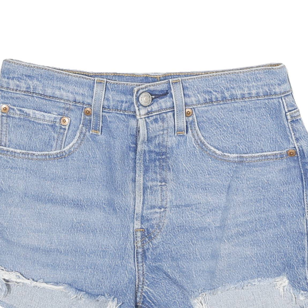 LEVI'S Womens Denim Blue Cut-Off Shorts M W26 Casual Distressed Hem