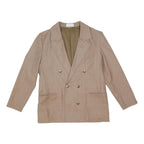 NOWALUI Womens Beige Wool Double Breasted Button Jacket M Plain Classic Style