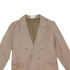 NOWALUI Womens Beige Wool Double Breasted Button Jacket M Plain Classic Style