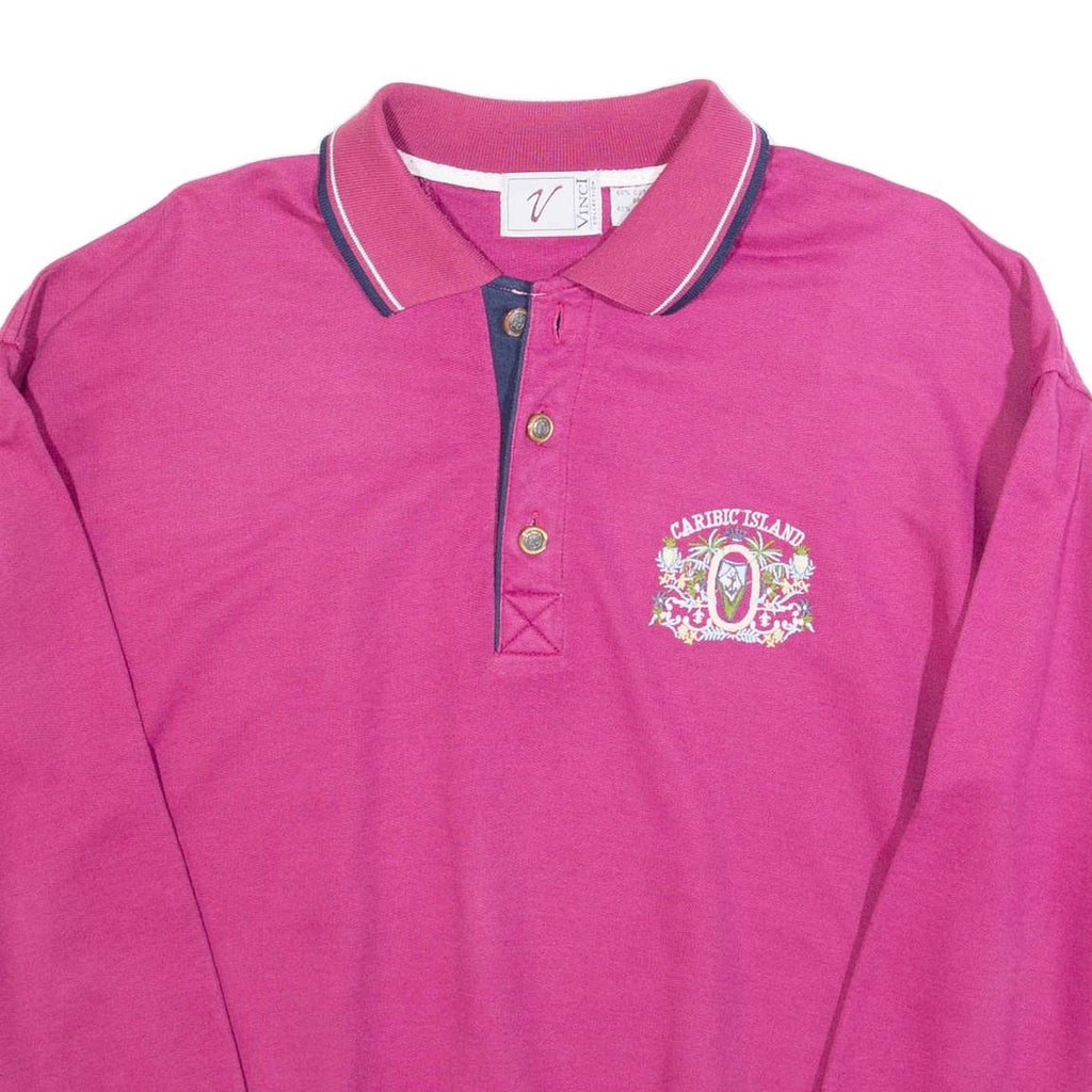 VINCI Caribic Island Mens Sweatshirt Purple Button Neck M