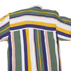 REBEL Mens Green & Yellow Stripe Shirt XL Cotton Blend Casual Summer Shirt