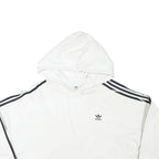 ADIDAS Womens White Hoodie UK 12 Cotton Blend Cropped Oversized Casual