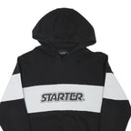 STARTER Mens Black & White Colourblock Pullover Hoodie L Cotton Blend Casual