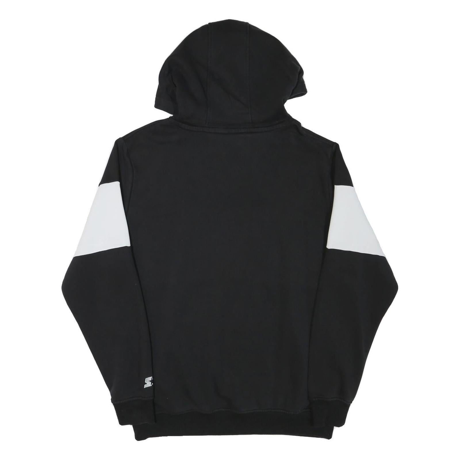 STARTER Mens Black & White Colourblock Pullover Hoodie L Cotton Blend Casual