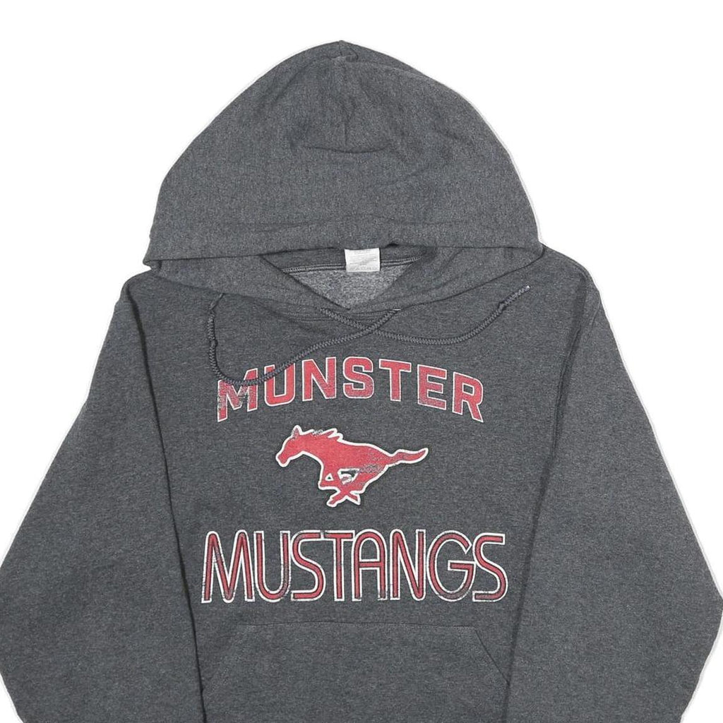 JERZEES Mens Grey Munster Mustangs Pullover Hoodie S Cotton Blend