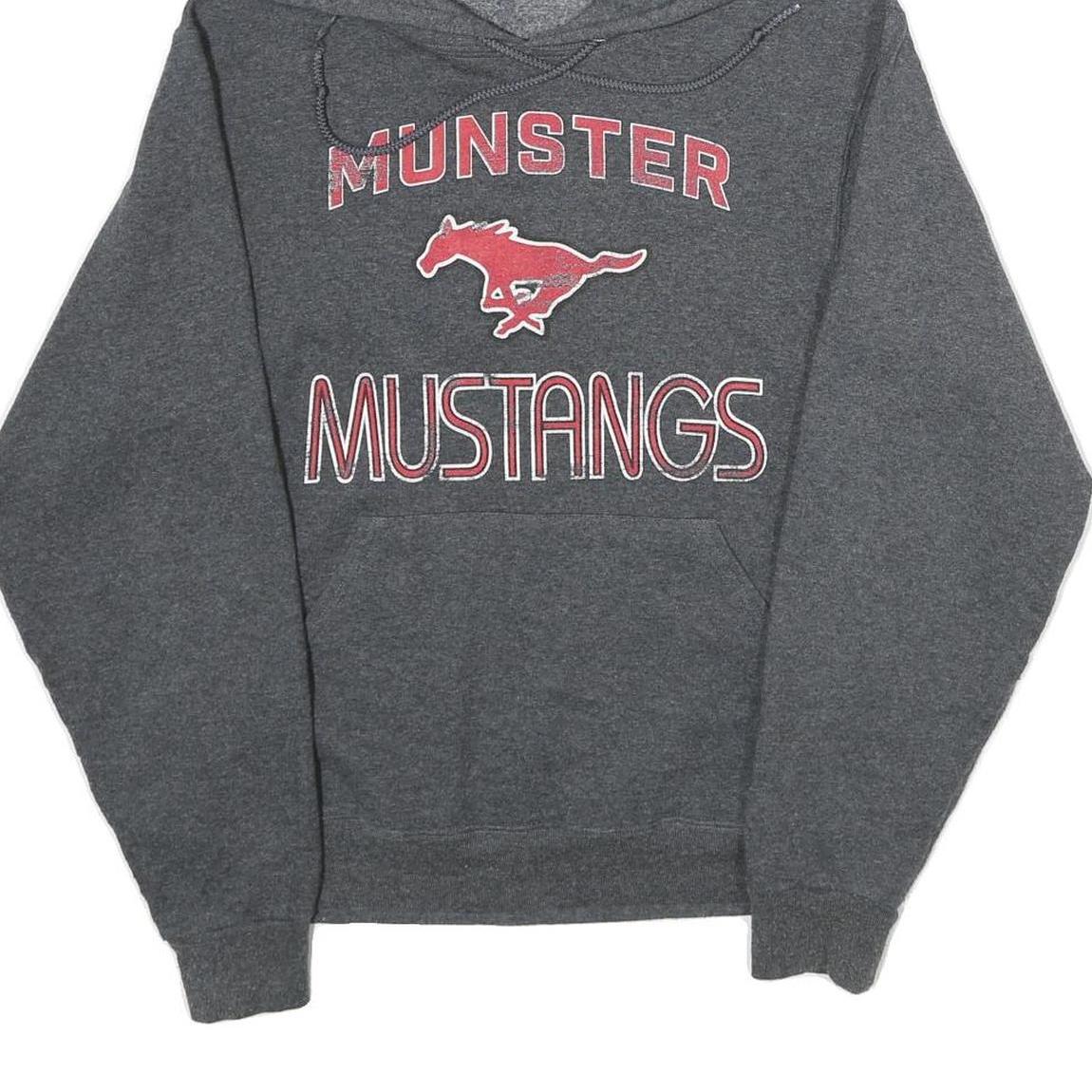 JERZEES Mens Grey Munster Mustangs Pullover Hoodie S Cotton Blend