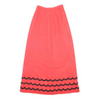 Womens Red Wool A-Line Long Skirt Black Trim Detail Size S Elegant Classic