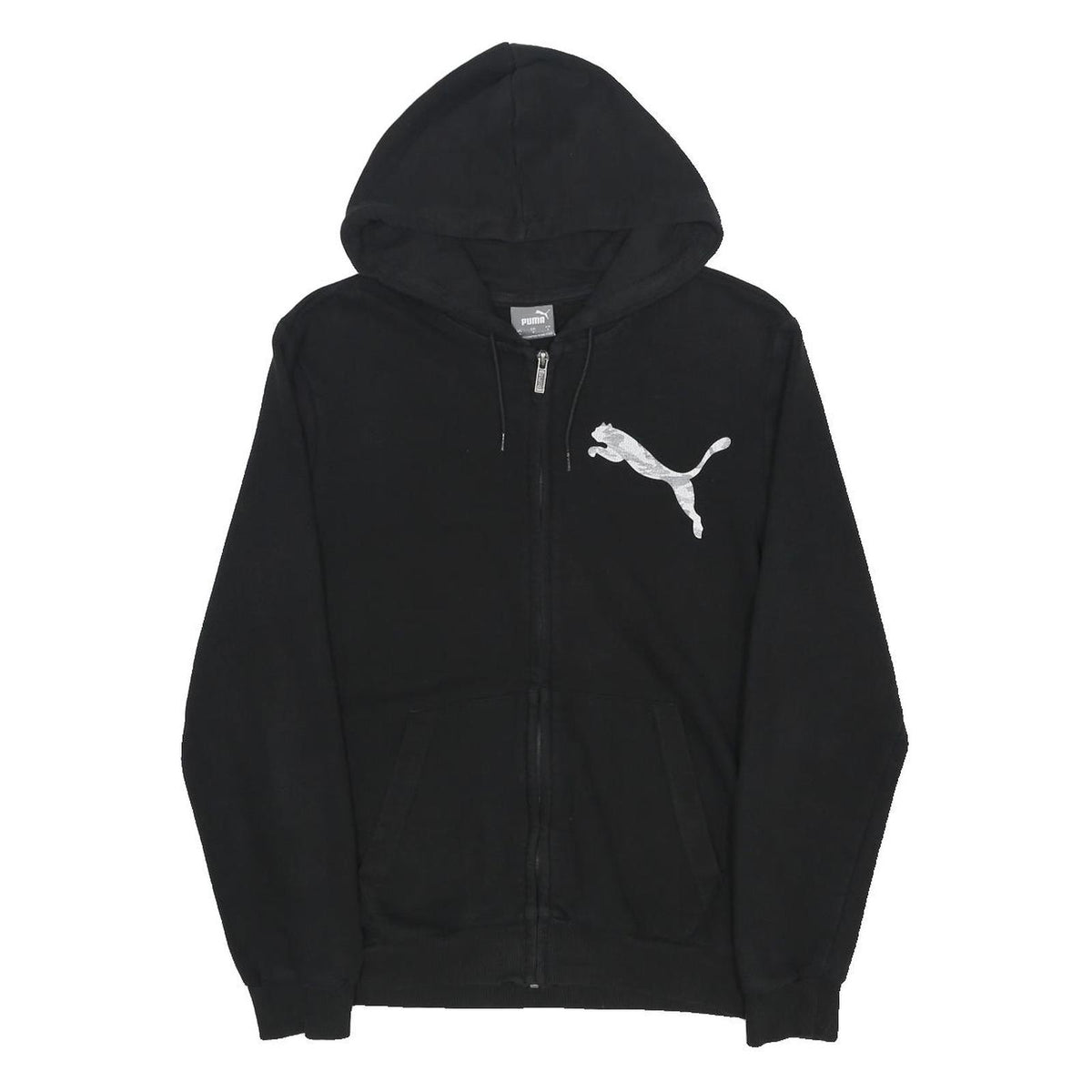 PUMA Mens Black Pullover Hoodie S Cotton Blend Sportswear Casual Zip Up