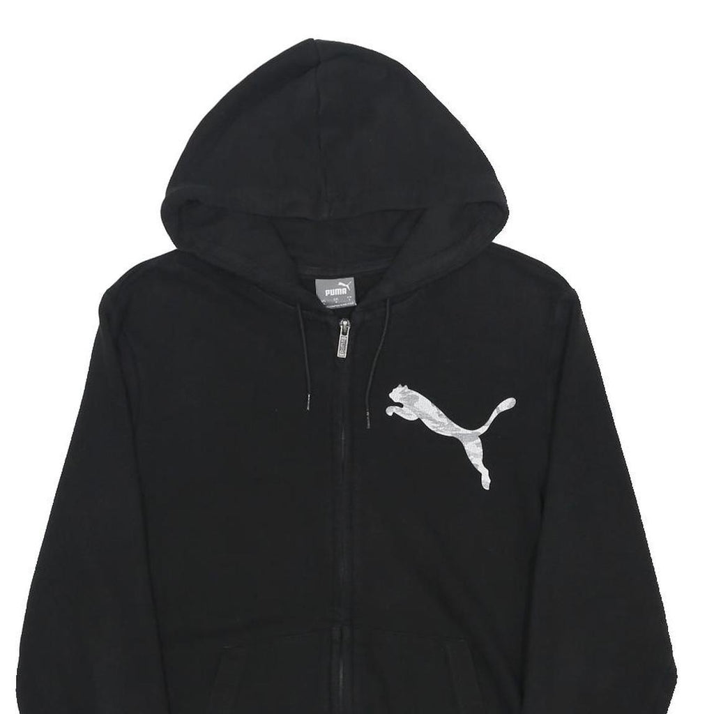 PUMA Mens Black Pullover Hoodie S Cotton Blend Sportswear Casual Zip Up
