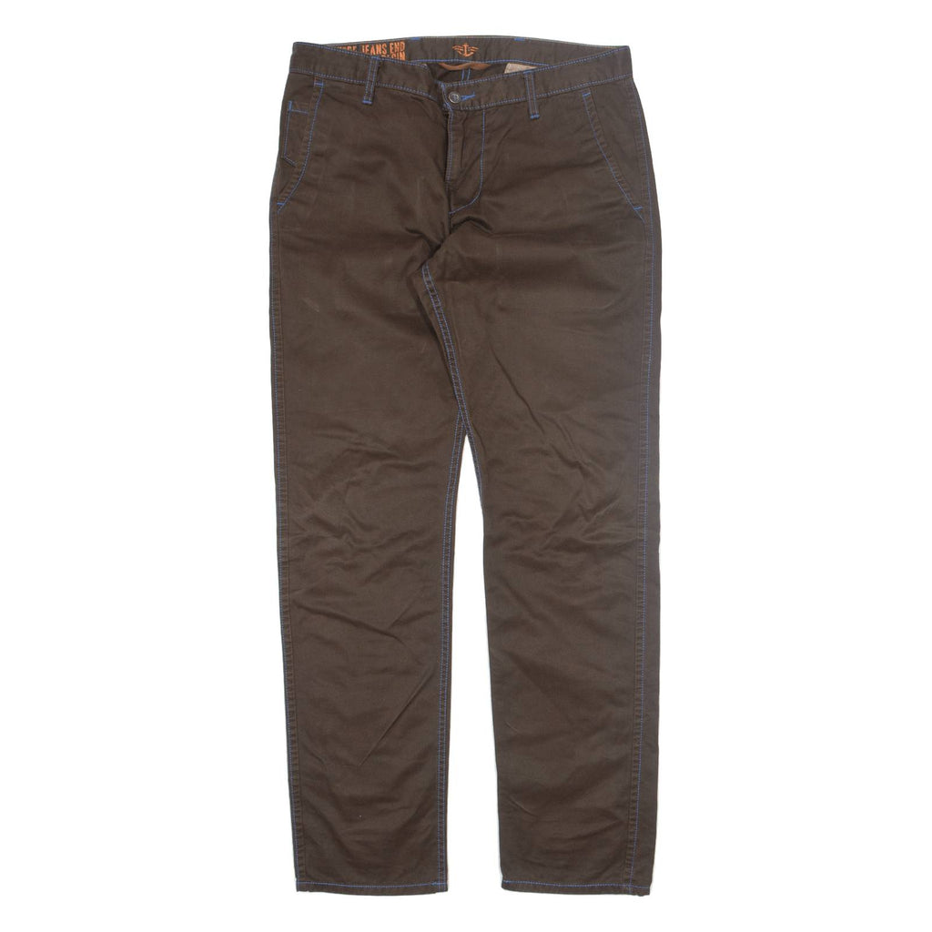 DOCKERS Khaki Mens Trousers Brown Regular Straight W34 L34