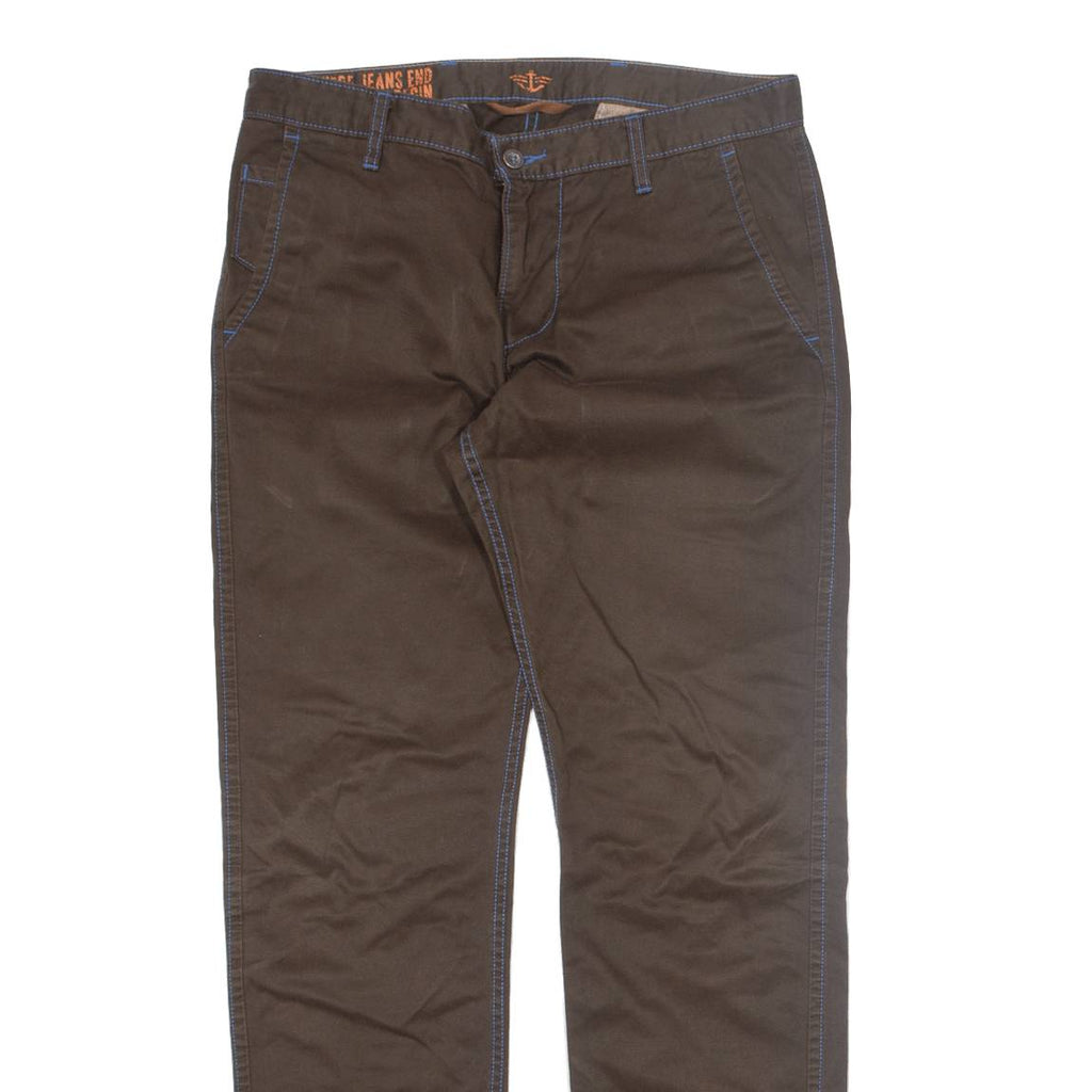 DOCKERS Khaki Mens Trousers Brown Regular Straight W34 L34