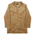 EMPORIO Womens Beige Suede Button Jacket M Plain Classic Blazer Style