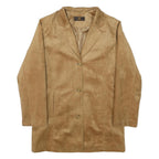 EMPORIO Womens Beige Suede Button Jacket M Plain Classic Blazer Style