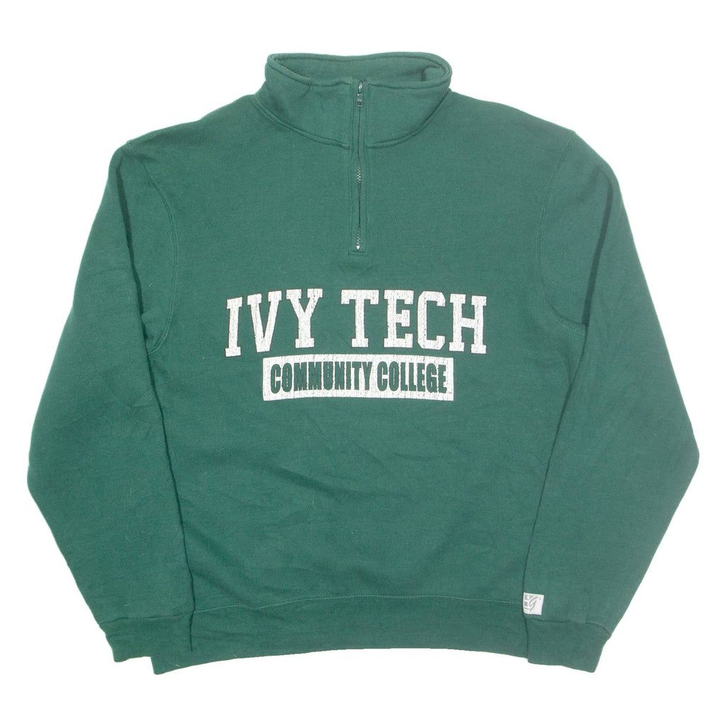 THE GAME Ivy Tech Community College Mens Sweatshirt Green 1/4 Zip USA M
