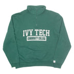 THE GAME Ivy Tech Community College Mens Sweatshirt Green 1/4 Zip USA M