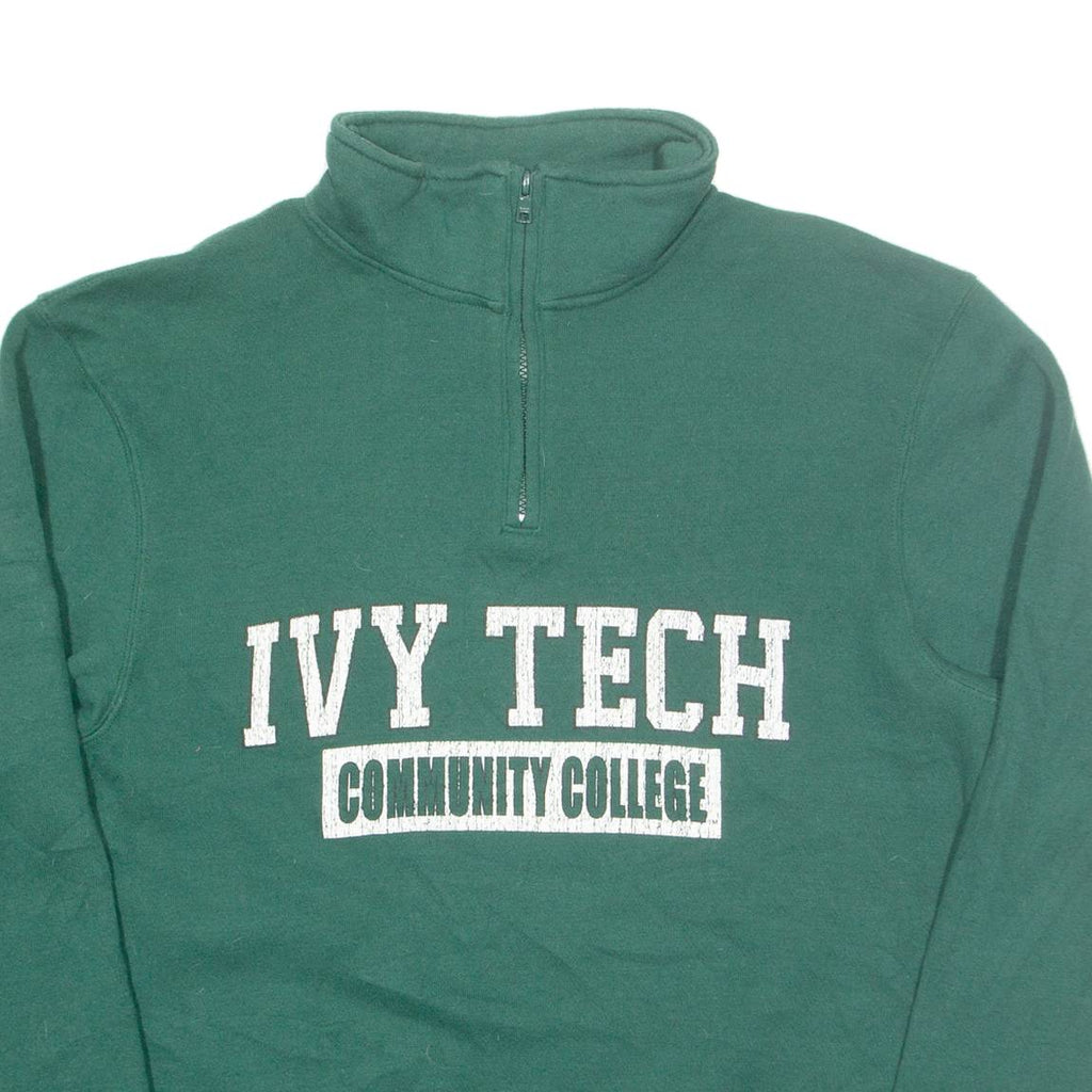 THE GAME Ivy Tech Community College Mens Sweatshirt Green 1/4 Zip USA M
