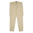 YOURTURN Mens Regular Fit Beige Cargo Trousers W34 L30 Cotton Blend Zip Pockets