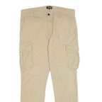YOURTURN Mens Regular Fit Beige Cargo Trousers W34 L30 Cotton Blend Zip Pockets