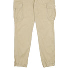 YOURTURN Mens Regular Fit Beige Cargo Trousers W34 L30 Cotton Blend Zip Pockets