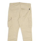 YOURTURN Mens Regular Fit Beige Cargo Trousers W34 L30 Cotton Blend Zip Pockets