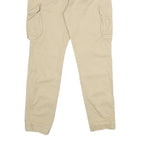 YOURTURN Mens Regular Fit Beige Cargo Trousers W34 L30 Cotton Blend Zip Pockets