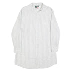 LAUREN RALPH LAUREN Womens White Striped Shirt Dress Cotton Blend Long Sleeve XS