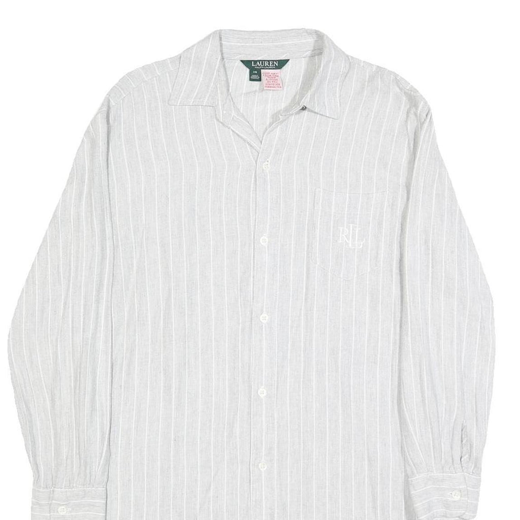 LAUREN RALPH LAUREN Womens White Striped Shirt Dress Cotton Blend Long Sleeve XS