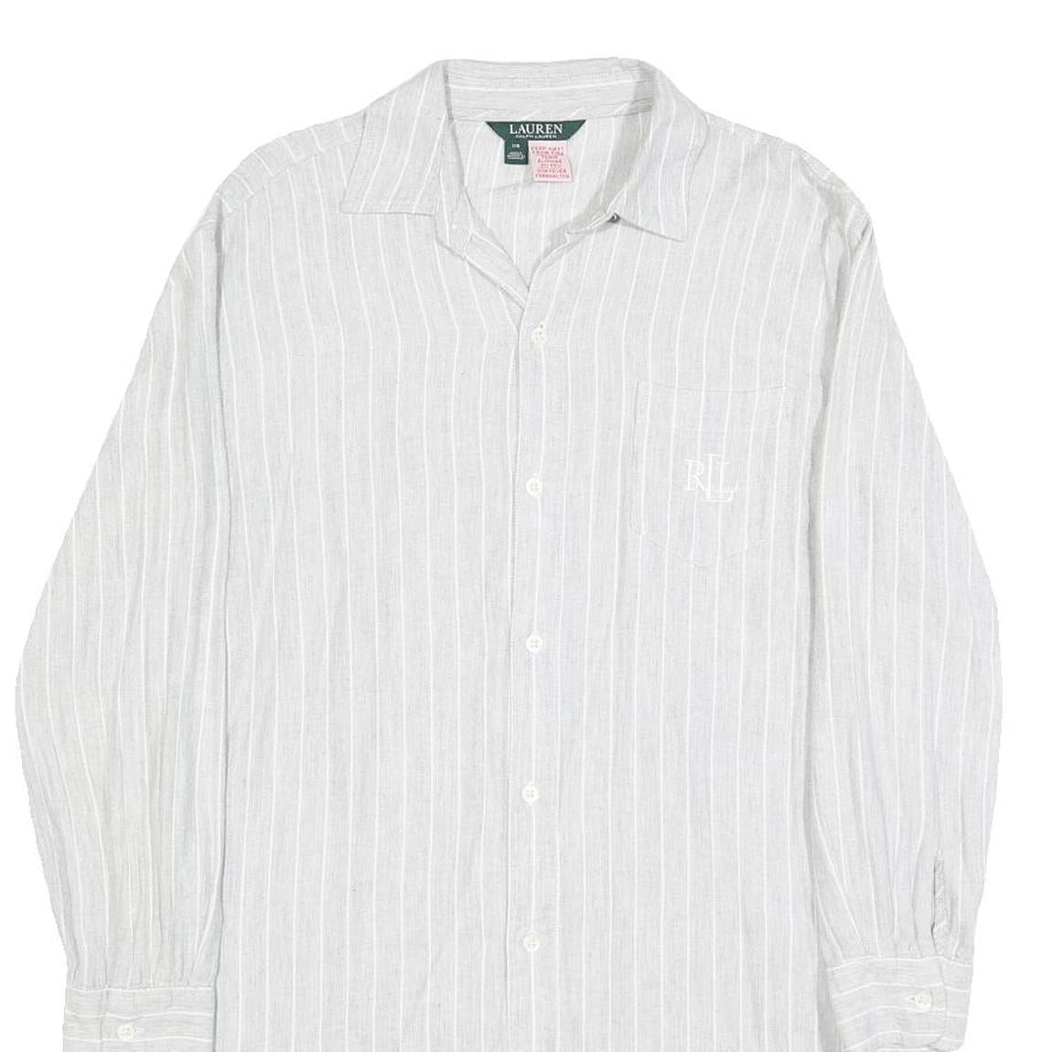 LAUREN RALPH LAUREN Womens White Striped Shirt Dress Cotton Blend Long Sleeve XS