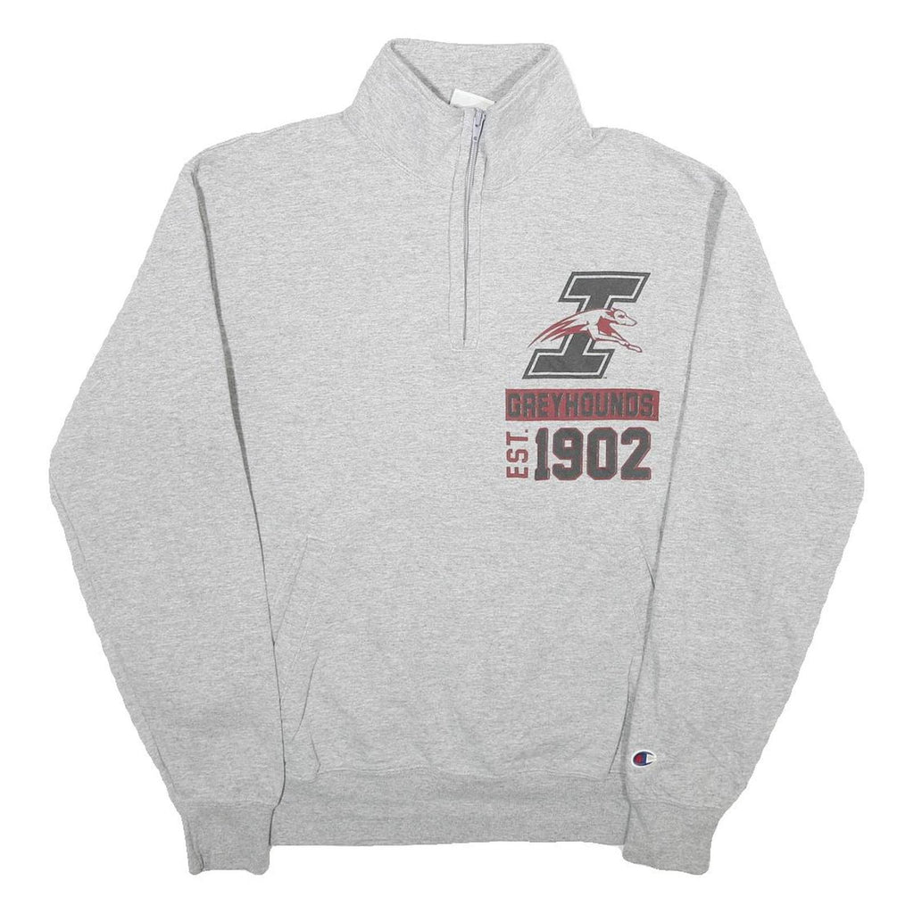 CHAMPION Mens Grey I Greyhounds Est 1902 Quarter Zip M Sweatshirt Cotton Blend