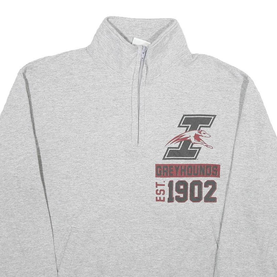 CHAMPION Mens Grey I Greyhounds Est 1902 Quarter Zip M Sweatshirt Cotton Blend