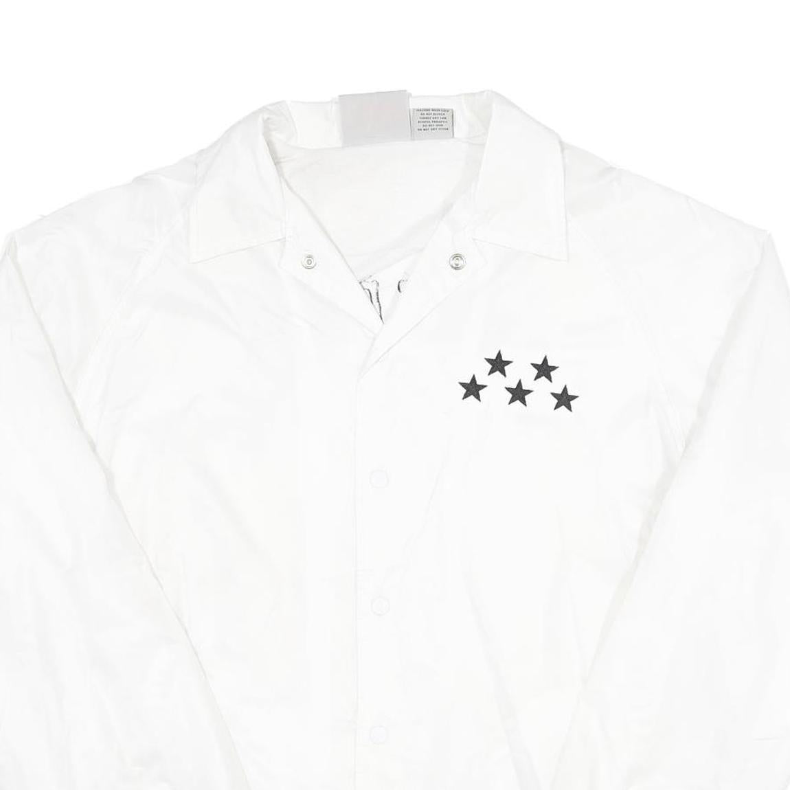 CARDINAL Mens White Nylon Button Jacket L Plain Casual Lightweight