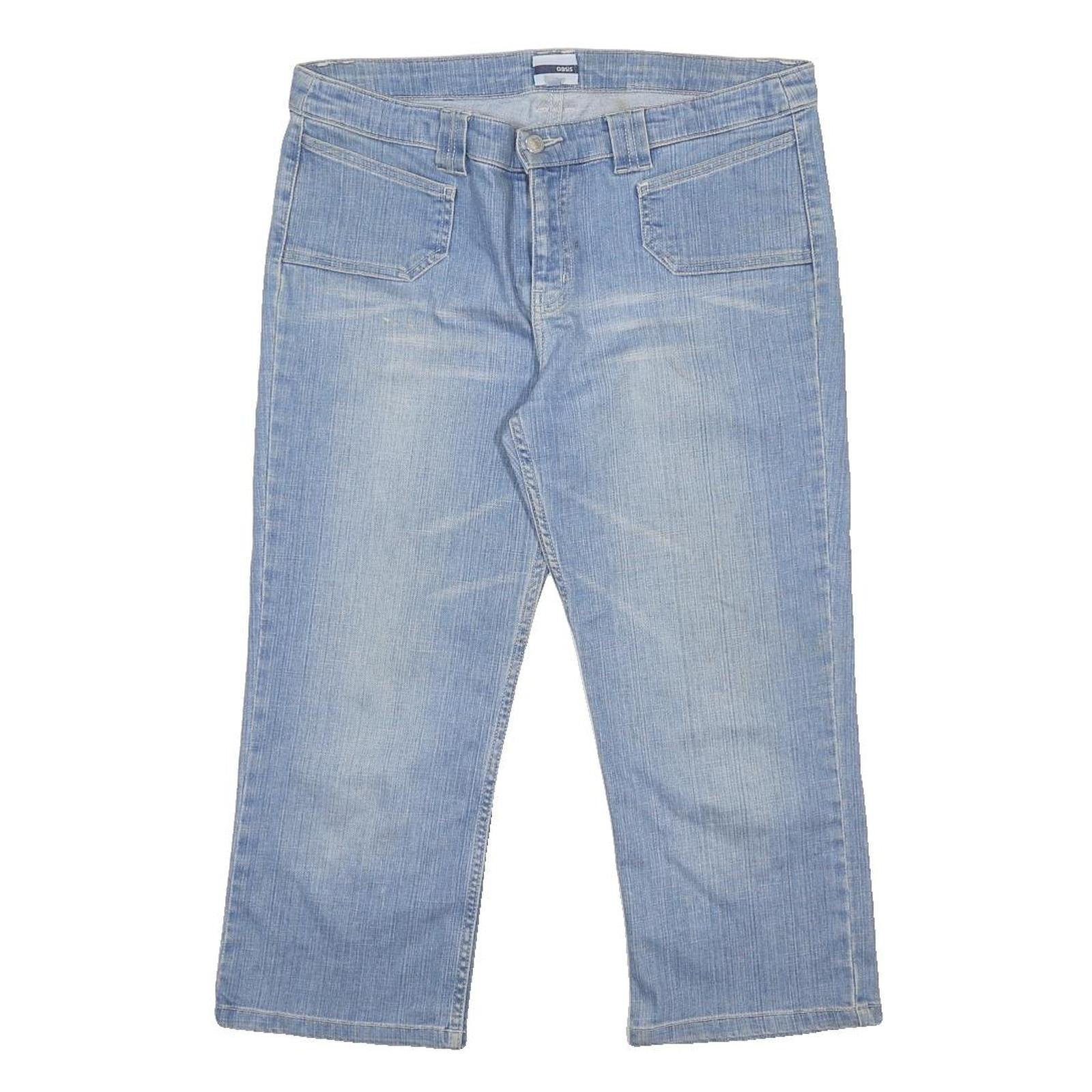 OASIS Capri Womens Jeans Blue Regular Straight Denim Light W34 L22 Cotton Blend