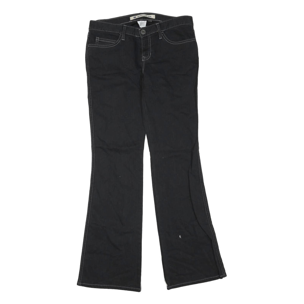 GAP Womens Black Regular Flared Denim Jeans W32 L32 Cotton Blend Zip