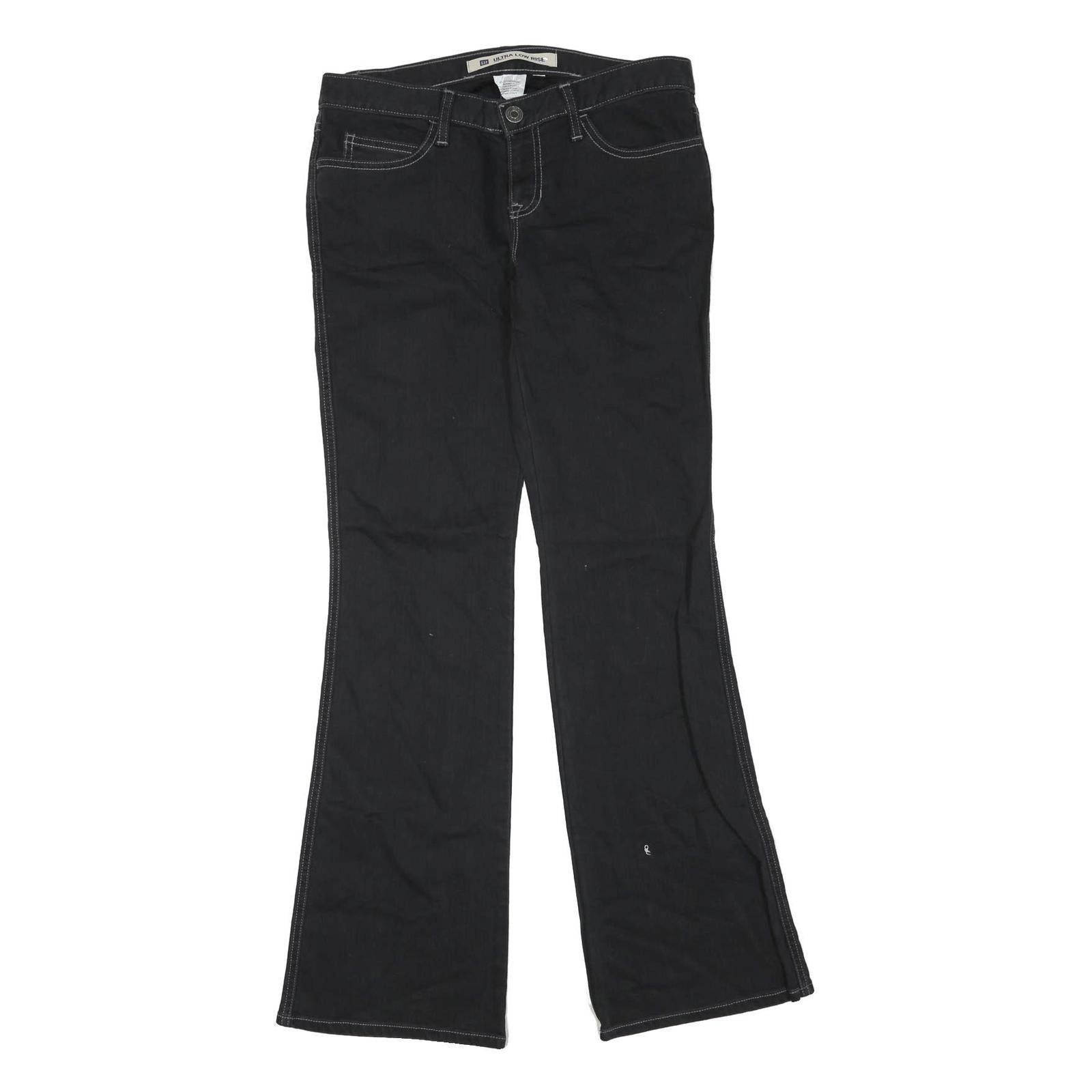 GAP Womens Black Regular Flared Denim Jeans W32 L32 Cotton Blend Zip