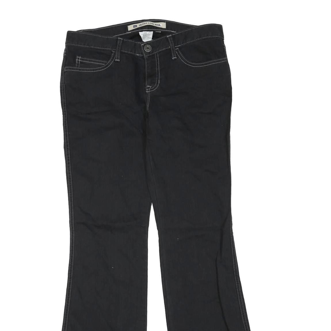 GAP Womens Black Regular Flared Denim Jeans W32 L32 Cotton Blend Zip