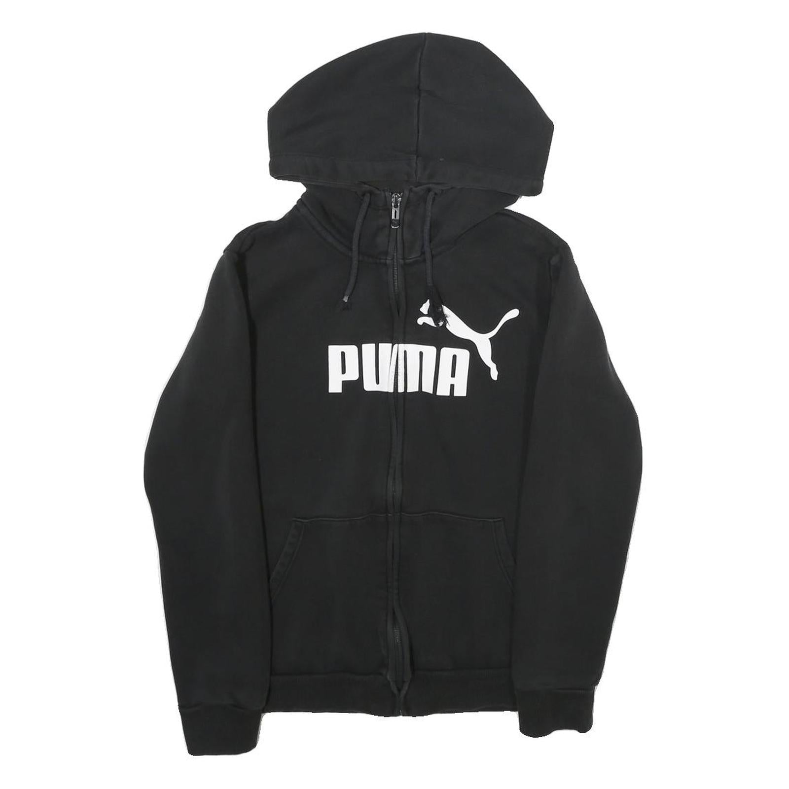 PUMA Womens Black Pullover Hoodie XS Cotton Full Zip Comfort Casual