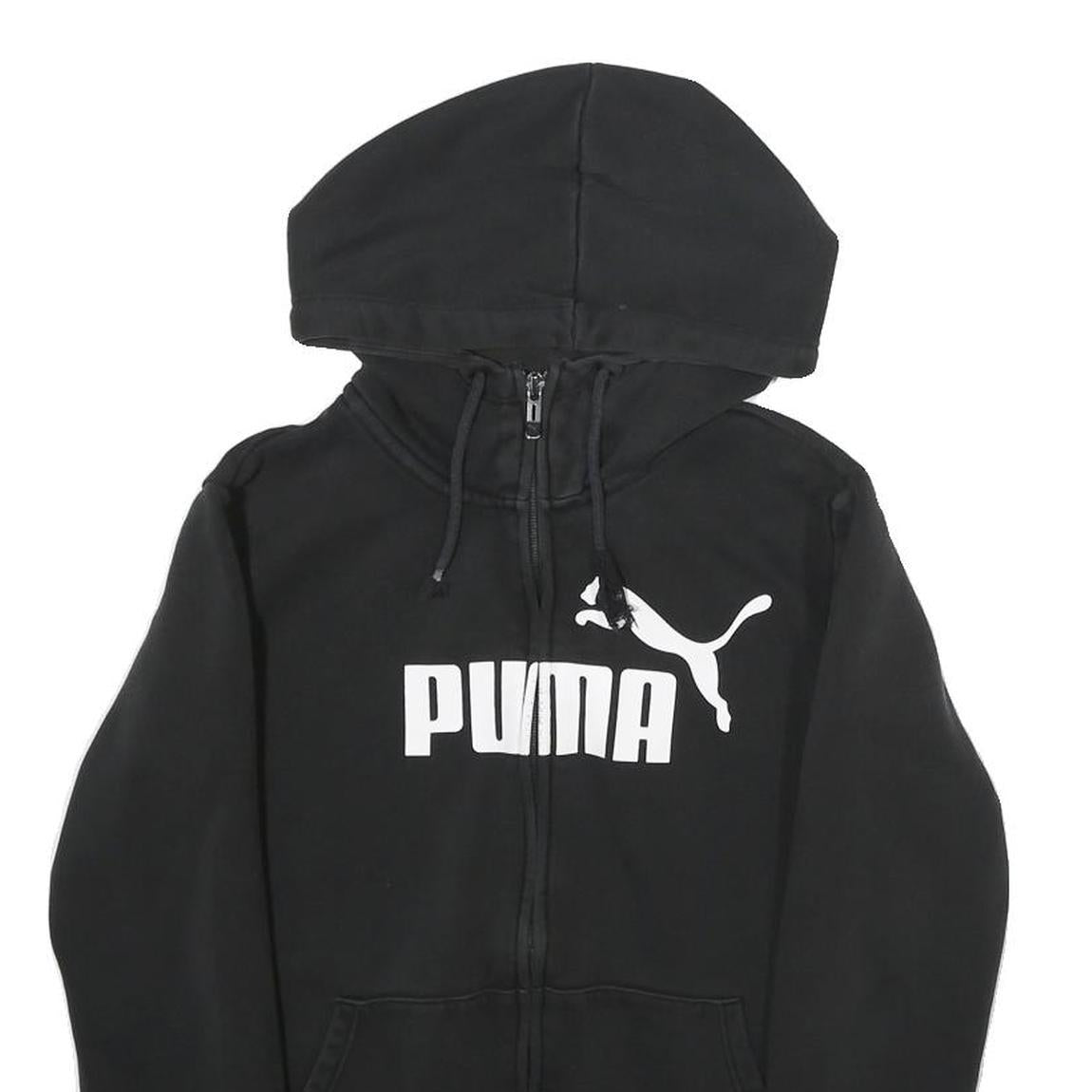 PUMA Womens Black Pullover Hoodie XS Cotton Full Zip Comfort Casual