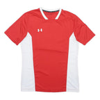 UNDER ARMOUR Mens Red & White Graphic T-Shirt L Short Sleeve V-Neck Performance