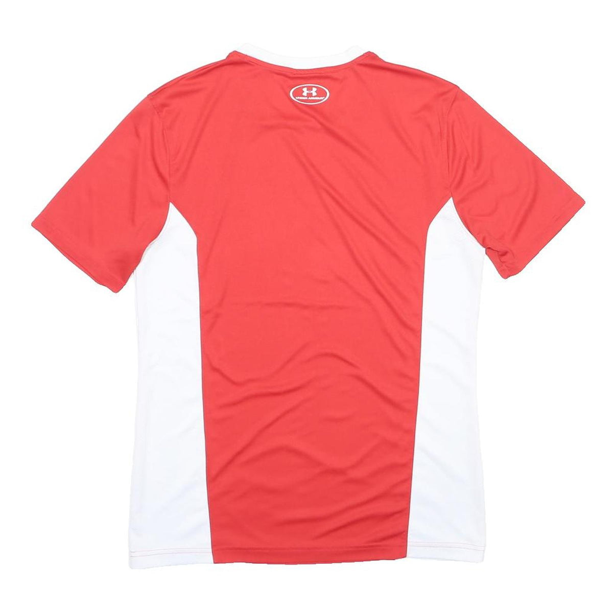 UNDER ARMOUR Mens Red & White Graphic T-Shirt L Short Sleeve V-Neck Performance