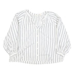 LEVI'S Womens White Blue Stripe Shirt Long Sleeve Button Neck XL Cotton Blend