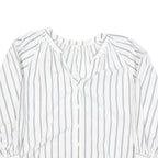 LEVI'S Womens White Blue Stripe Shirt Long Sleeve Button Neck XL Cotton Blend