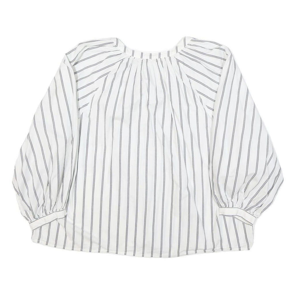 LEVI'S Womens White Blue Stripe Shirt Long Sleeve Button Neck XL Cotton Blend