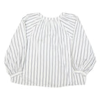 LEVI'S Womens White Blue Stripe Shirt Long Sleeve Button Neck XL Cotton Blend