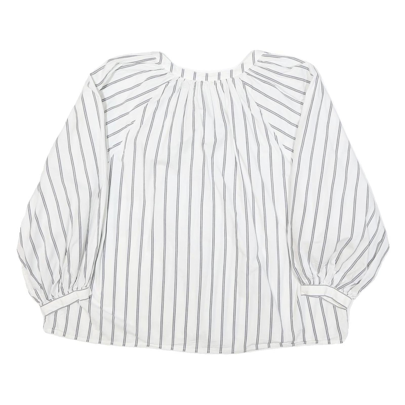 LEVI'S Womens White Blue Stripe Shirt Long Sleeve Button Neck XL Cotton Blend