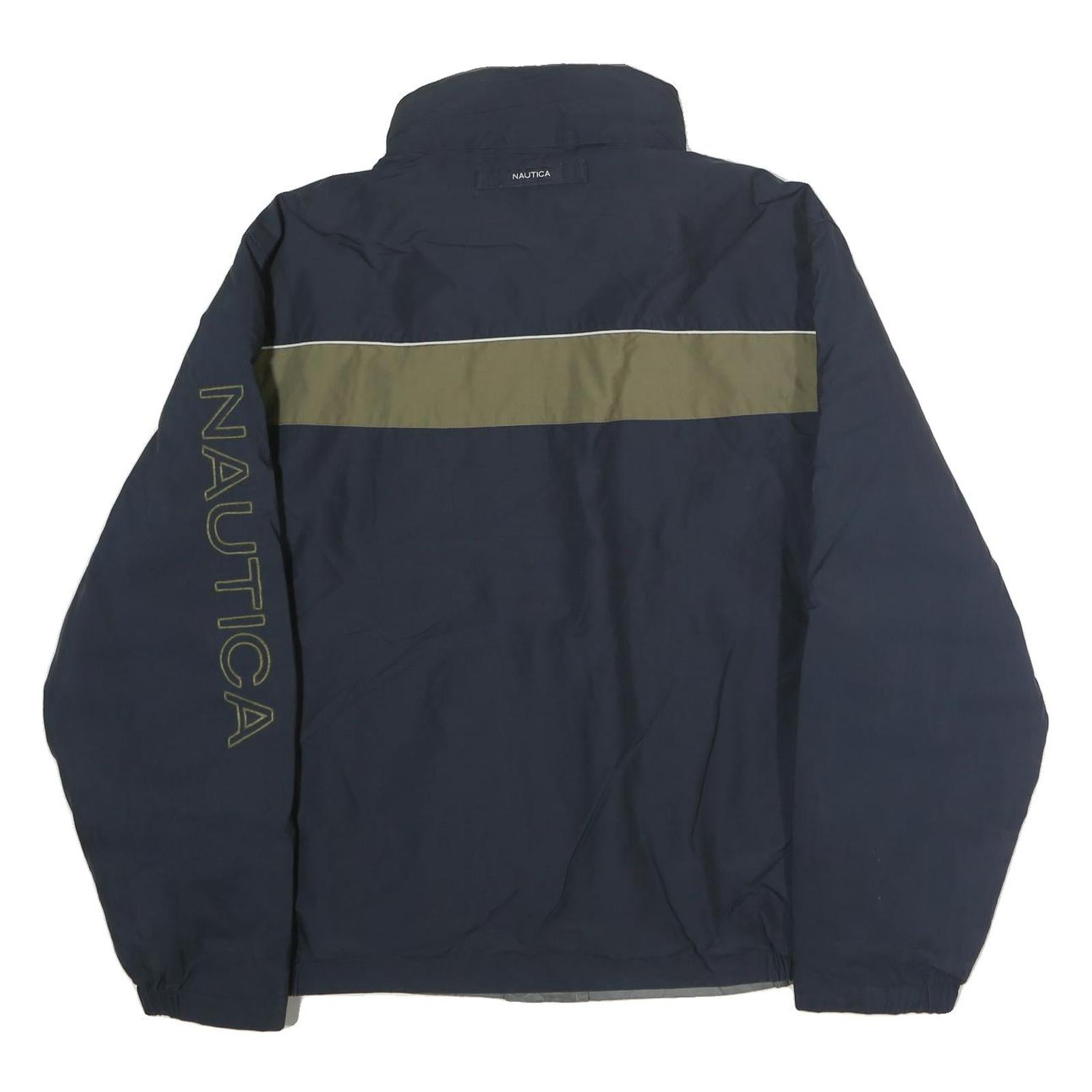 NAUTICA Mens Navy & Olive Jacket L Polyester Zip Casual Outerwear